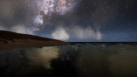 牛奶路星星湖上的夜晚高清图片