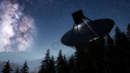 夜空恒星下的天文台超脱背景
