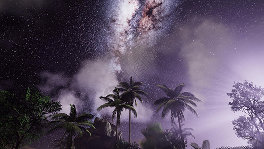 热带之夜热带雨林上空的银河系的4k天体这幅图像的元素由美国宇航局提供热带雨林上空的银河系的4k天体背景
