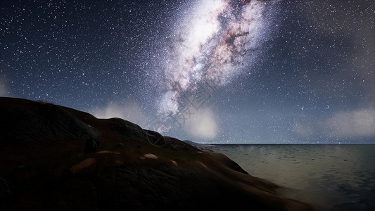 牛奶路星星湖上的夜晚高清图片