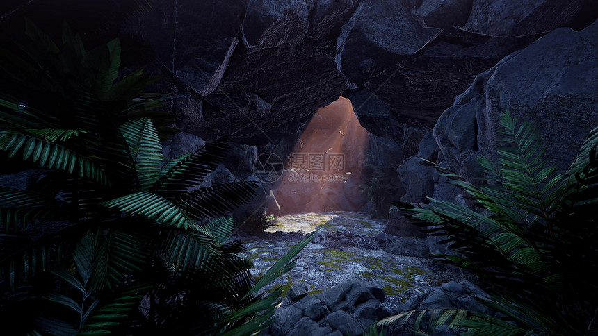美丽的神秘洞穴里4K阳光图片