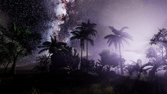 热带之夜热带雨林上空的银河系的4k天体这幅图像的元素由美国宇航局提供热带雨林上空的银河系的4k天体背景