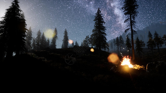 篝火之夜晚上山上休息的篝火背景