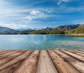 弗里山木制木板欧洲自然背景与湖泊阿尔卑斯山,德国木制木板背景与湖泊,德国背景