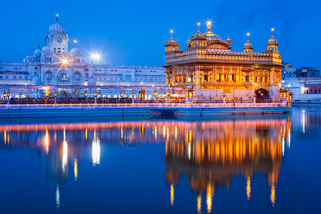 锡克教地古德瓦拉斯里哈曼迪尔萨希布又称金殿,也叫达巴尔萨希布夜间照明印度旁遮普邦阿姆利则金殿,阿姆利则图片