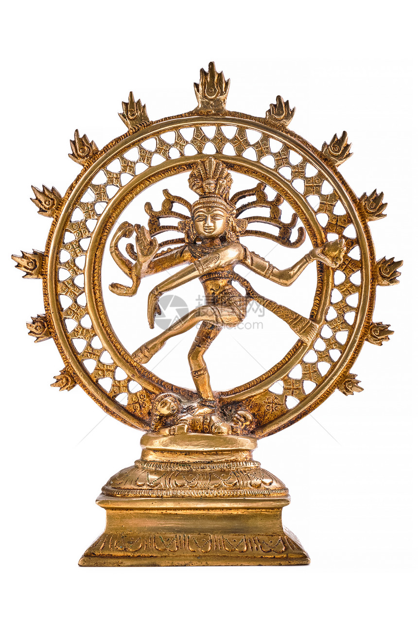 印度印度教神湿婆纳塔拉加的青铜雕像白色上舞蹈领主湿婆纳塔拉亚雕像舞蹈领主隔离图片