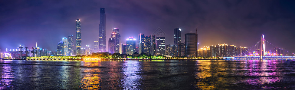 行政区广州城市夜景背景