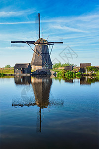 弗兰斯科荷兰农村兰斯克与风车著名的旅游景点金德尔迪克荷兰荷兰金德尔迪克的风车荷兰背景