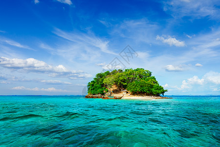 假期背景热带岛屿长尾船海上泰国海洋中的热带岛屿图片