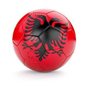 阿尔巴尼亚足球足球与阿尔巴尼亚隔离白色背景上带阿尔巴尼亚的足球球图片