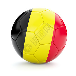 比利时足球足球的三维渲染与比利时孤立白色背景上比利时足球球图片
