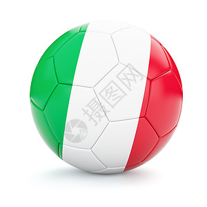 意大利足球三维渲染与意大利孤立白色背景上意大利足球球图片