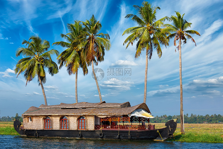 喀拉拉旅游背景喀拉拉背水上的游艇喀拉拉邦,印度印度喀拉拉背水上的游艇图片