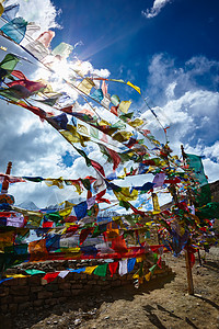 佛教祈祷喜马拉雅山上的昆祖姆拉通行证,喜马拉雅,图片