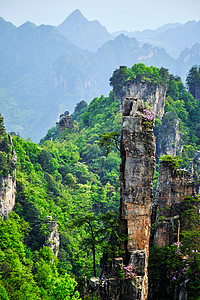 中国著名的旅游景点张家界石柱崖山日落湖南武陵源张家界山脉,中国图片