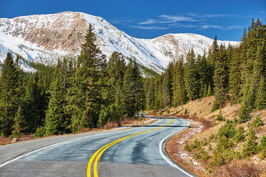 科罗拉多州洛基山脉的公路秋天,美国图片