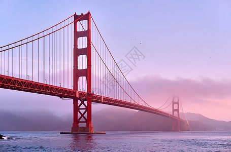 金门桥金门大桥视图Fort点日出,旧金山,加利福尼亚州,美国背景