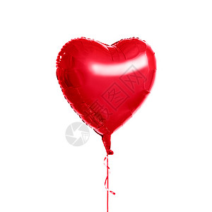 心和气球假日,情人节派装饰红色氦充气心形气球白色背景红色心形氦气球背景