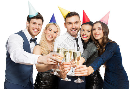 庆祝节日的快乐的朋友生日聚会上碰碰香槟杯生日聚会上带香槟杯的朋友图片