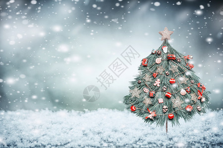 冬季雪背景装饰诞树图片