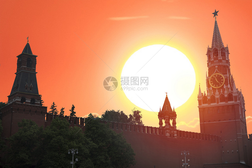 夏季炎热克里姆林宫莫斯科中心的堡垒俄罗斯联邦图片