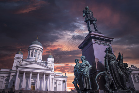 参议院广场赫尔辛基中心的克鲁努哈卡区,参观卡的城市背景图片