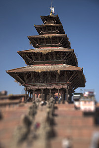 塔图尼泊尔加德满都瓦利的巴克塔普尔的杜巴尔广场寺庙背景