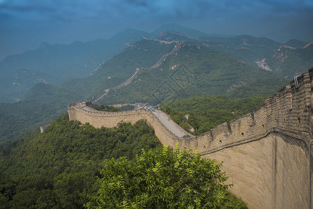 中国长城山脉的景色背景图片