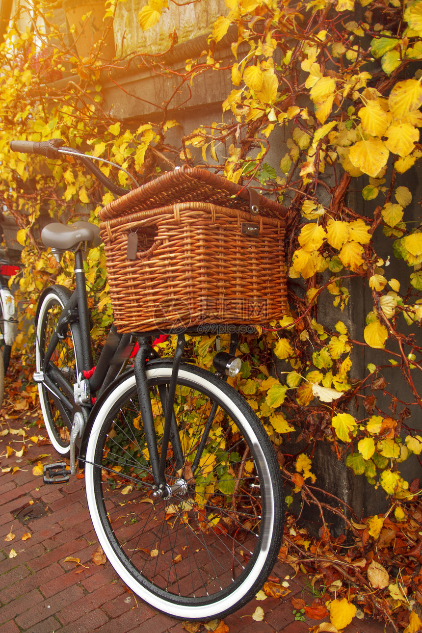 自行车停阿姆斯特丹的房子附近荷兰图片