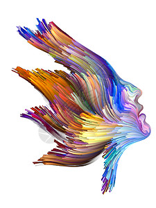 色彩思维系列女轮廓执行与充满活力的绘画的创造力,想象力,灵艺术图片