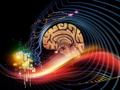 技术系列浪潮灯光分形技术元素科学哲学形而上学现代技术领域的背景图片