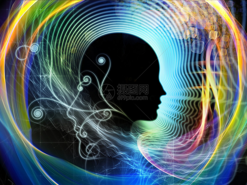 人类特征线符号元素的成,适合人类头脑意识想象力科学创造力项目的背景图片