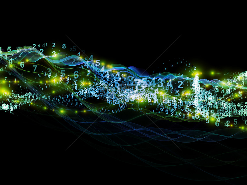 创造地排列抽象的正弦波数字元素,现代计算虚拟现实信号处理的辅助图片