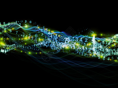 波浪素材免费创造地排列抽象的正弦波数字元素,现代计算虚拟现实信号处理的辅助背景