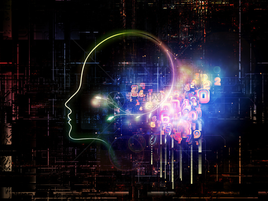 人工智能系列关于思维逻辑计算机未来技术的人类概况数字的背景图片