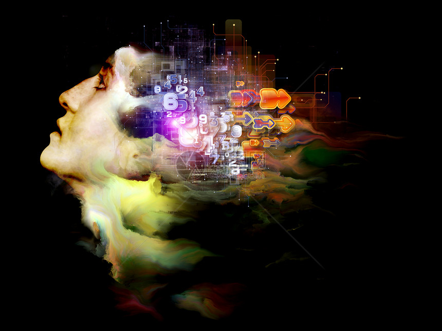 心灵雾系列分形颜料人脸抽象元素意识意识思想上的相互作用图片