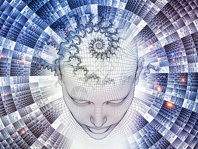 算法推荐三维渲染心场系列丝网人头人模型与分形模型人工智能科学技术领域的相互作用背景
