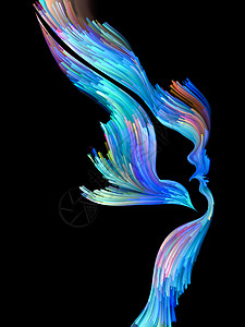 心灵之鸟系列背景的女人鸟的轮廓执行与彩色油漆,以补充的创造,想象力,灵艺术图片