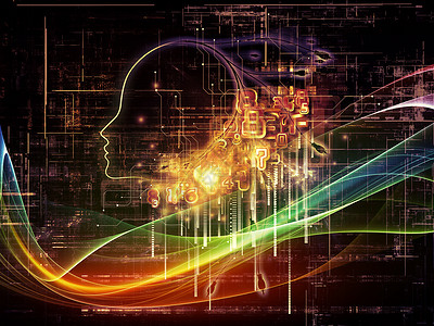 人工智能系列人类形象数字思维逻辑计算机未来技术方的相互作用背景图片