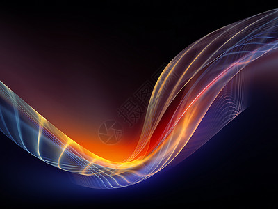 分形波序列由分形正弦波彩色成的背景,适用于数学现代技术等项目背景图片