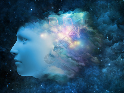 五颜六色的心理系列人头成分形颜色,头脑梦想思维意识想象力项目的支持背景图片