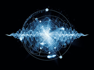 原子系列用分形元素说明原子量子波的抽象背景图片