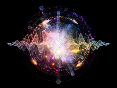 原子系列用分形元素说明原子量子波的抽象图片