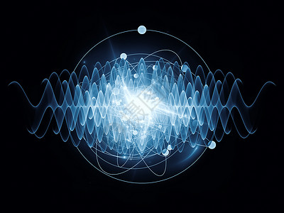 原子系列用分形元素说明原子量子波的抽象背景图片