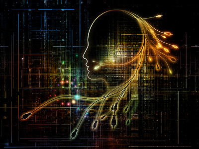 人工智能系列关于思维逻辑计算机未来技术的人类概况连接器技术纹理的排列背景图片