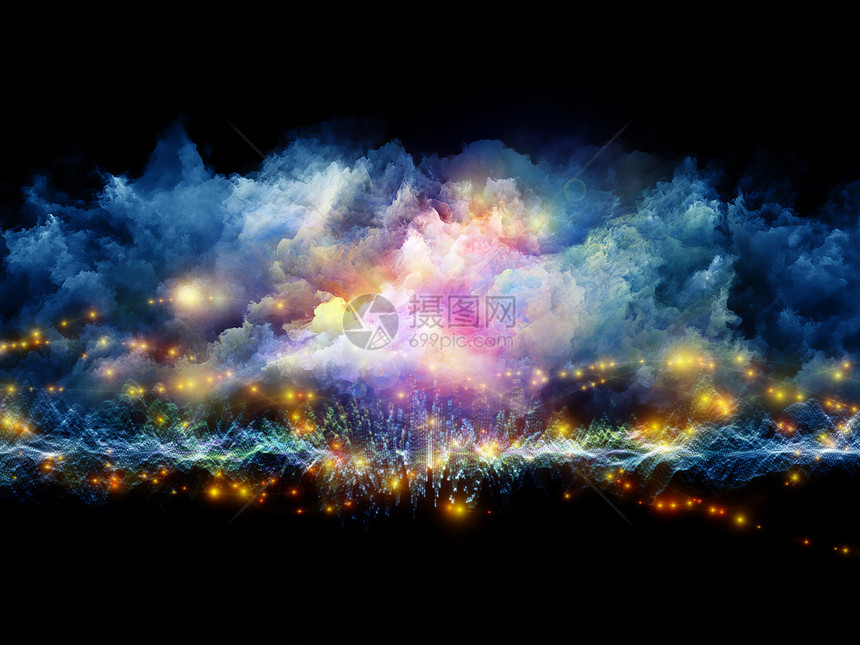 由分形泡沫抽象灯成的云成的背景,适用于艺术灵绘画音乐视觉效果创意技术图片