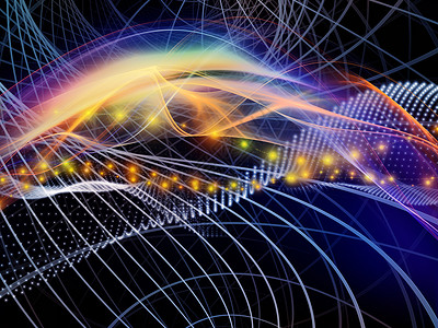 系列技术创造地安排波浪网格灯光技术科学计算机信息世界的隐喻图片