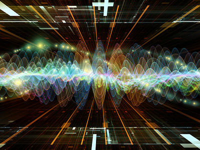 波函数序列色正弦振动光分形元素的成与声音均衡器音乐谱量子概率隐喻关系图片
