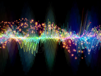 波函数序列彩色正弦振动光分形元素声均衡器音乐谱量子概率等方的背景图片