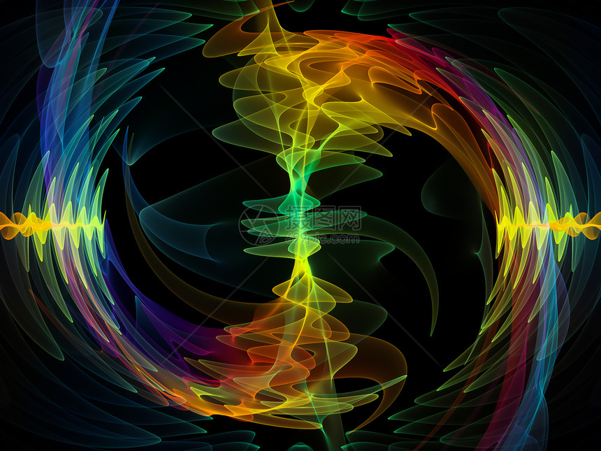 波函数序列声均衡器音乐谱量子概率上彩色正弦振动光分形元素的背景成图片